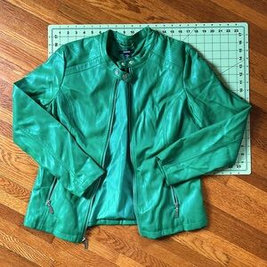 Green ALFANI pleather moto jacket